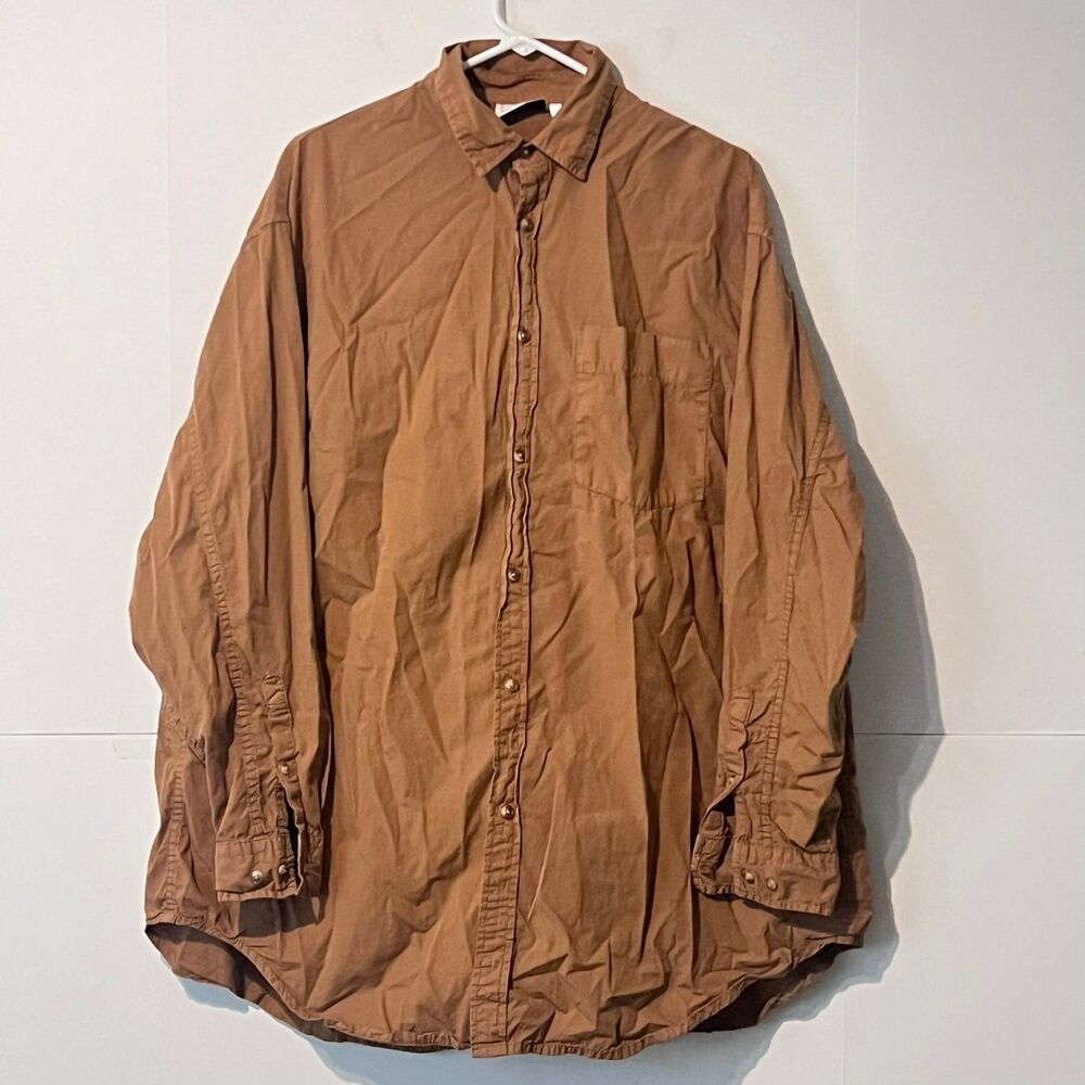 Asos Mens Shirt Size XL-2XL Light Brown Lightweight Chambray Long Sleeve